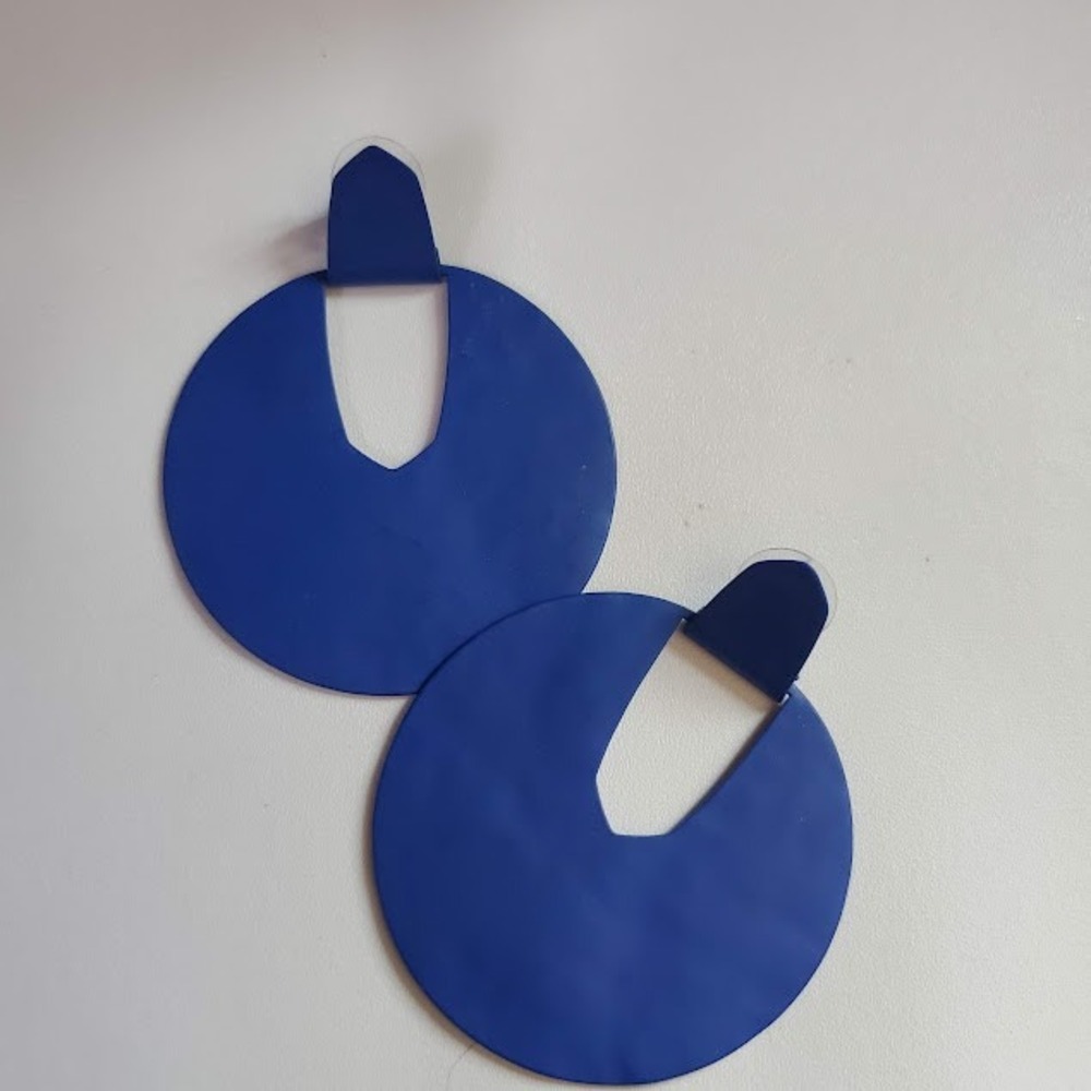 Kendra Scott Diane Cobalt Blue Matte Large Statement Hoop Earrings Designer